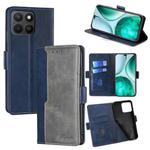 For Honor X8c 4G Contrast Color Side Buckle Leather Phone Case(Blue + Grey)