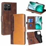For Honor X8c 4G Contrast Color Side Buckle Leather Phone Case(Dark Brown + Gold)