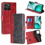 For Honor X8c 4G Contrast Color Side Buckle Leather Phone Case(Red + Black)