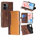 For Honor 400 Global 156.5mm Contrast Color Side Buckle Leather Phone Case(Dark Brown + Gold)