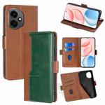 For Honor 400 Global 156.5mm Contrast Color Side Buckle Leather Phone Case(Light Brown + Green)