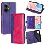 For Honor 400 Global 156.5mm Contrast Color Side Buckle Leather Phone Case(Purple + Rose Red)