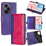 For Honor 400 Pro Global 160.8mm Contrast Color Side Buckle Leather Phone Case(Purple + Rose Red)