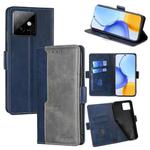 For Honor X60 GT 5G Contrast Color Side Buckle Leather Phone Case(Blue + Grey)