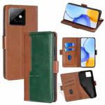 For Honor X60 GT 5G Contrast Color Side Buckle Leather Phone Case(Light Brown + Green)