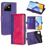 For Honor X60 GT 5G Contrast Color Side Buckle Leather Phone Case(Purple + Rose Red)