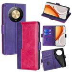 For Honor X70 5G Contrast Color Side Buckle Leather Phone Case(Purple + Rose Red)