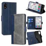 For ZTE Kantan Sumaho 4 A402ZT Contrast Color Side Buckle Leather Phone Case(Blue + Grey)
