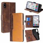 For ZTE Kantan Sumaho 4 A402ZT Contrast Color Side Buckle Leather Phone Case(Dark Brown + Gold)