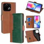 For ZTE Blade A35e 4G Contrast Color Side Buckle Leather Phone Case(Light Brown + Green)