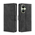 For vivo Y35+ 5G Skin Feel Crocodile Magnetic Clasp Leather Phone Case(Black)