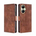 For vivo Y35+ 5G Skin Feel Crocodile Magnetic Clasp Leather Phone Case(Brown)