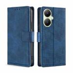 For vivo Y35+ 5G Skin Feel Crocodile Magnetic Clasp Leather Phone Case(Blue)