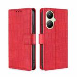 For vivo Y35+ 5G Skin Feel Crocodile Magnetic Clasp Leather Phone Case(Red)