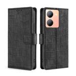 For vivo Y78 5G Skin Feel Crocodile Magnetic Clasp Leather Phone Case(Black)