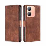 For vivo Y78 5G Skin Feel Crocodile Magnetic Clasp Leather Phone Case(Brown)