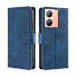 For vivo Y78 5G Skin Feel Crocodile Magnetic Clasp Leather Phone Case(Blue)