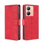 For vivo Y78 5G Skin Feel Crocodile Magnetic Clasp Leather Phone Case(Red)