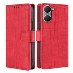For vivo Y03 4G Skin Feel Crocodile Magnetic Clasp Leather Phone Case(Red)