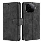 For vivo iQOO Z9 Turbo Skin Feel Crocodile Magnetic Clasp Leather Phone Case(Black)