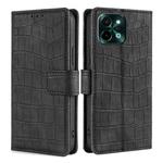 For vivo Y28 4G Skin Feel Crocodile Magnetic Clasp Leather Phone Case(Black)