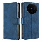 For vivo X100s Skin Feel Crocodile Magnetic Clasp Leather Phone Case(Blue)