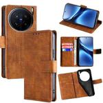 For vivo X200 Pro 5G Skin Feel Crocodile Magnetic Clasp Leather Phone Case(Brown)