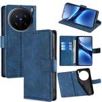 For vivo X200 Pro 5G Skin Feel Crocodile Magnetic Clasp Leather Phone Case(Blue)
