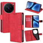 For vivo X200 Pro 5G Skin Feel Crocodile Magnetic Clasp Leather Phone Case(Red)
