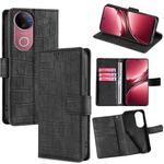 For vivo V50 5G Skin Feel Crocodile Magnetic Clasp Leather Phone Case(Black)
