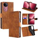 For vivo V50 5G Skin Feel Crocodile Magnetic Clasp Leather Phone Case(Brown)