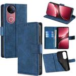 For vivo V50 5G Skin Feel Crocodile Magnetic Clasp Leather Phone Case(Blue)