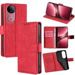 For vivo V50 5G Skin Feel Crocodile Magnetic Clasp Leather Phone Case(Red)