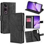 For vivo V50 Lite 5G Skin Feel Crocodile Magnetic Clasp Leather Phone Case(Black)
