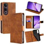 For vivo V50 Lite 5G Skin Feel Crocodile Magnetic Clasp Leather Phone Case(Brown)