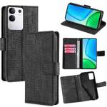 For vivo Y29 4G Global Skin Feel Crocodile Magnetic Clasp Leather Phone Case(Black)