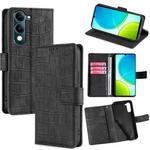 For vivo Y29s 5G / Y04 4G Skin Feel Crocodile Magnetic Clasp Leather Phone Case(Black)