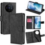 For vivo X200s 5G Skin Feel Crocodile Magnetic Clasp Leather Phone Case(Black)
