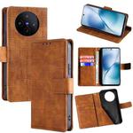 For vivo X200s 5G Skin Feel Crocodile Magnetic Clasp Leather Phone Case(Brown)