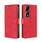 For Honor 90 Pro 5G Skin Feel Crocodile Magnetic Clasp Leather Phone Case(Red)