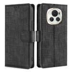 For Honor Magic6 5G Skin Feel Crocodile Magnetic Clasp Leather Phone Case(Black)