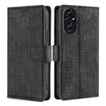 For Honor 200 5G Skin Feel Crocodile Magnetic Clasp Leather Phone Case(Black)