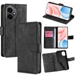 For Honor 400 Global 156.5mm Skin Feel Crocodile Magnetic Clasp Leather Phone Case(Black)