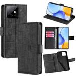 For Honor X60 GT 5G Skin Feel Crocodile Magnetic Clasp Leather Phone Case(Black)