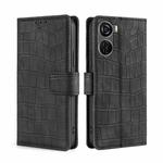 For ZTE Axon 40 Lite Skin Feel Crocodile Magnetic Clasp Leather Phone Case(Black)