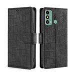 For ZTE Blade A53 4G Skin Feel Crocodile Magnetic Clasp Leather Phone Case(Black)