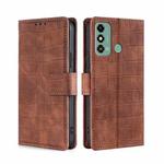 For ZTE Blade A53 4G Skin Feel Crocodile Magnetic Clasp Leather Phone Case(Brown)