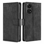 For ZTE Anshin Family Skin Feel Crocodile Magnetic Clasp Leather Phone Case(Black)