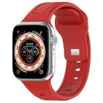 For Apple Watch 7 41mm Square Buckle Silicone Watch Band(Red)