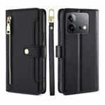 For vivo iQOO Neo 8 / 8 Pro 5G Lite Sheep Texture Cross-body Zipper Wallet Leather Phone Case(Black)